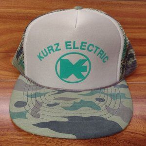 Vintage Kurz Electric Local Business Camouflage Trucker Cap Snapback Hat
